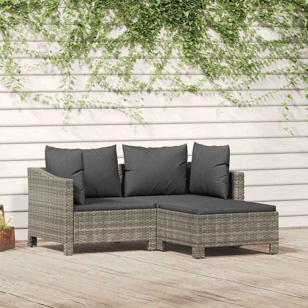 3-Cz. Conjunto De SalóN Para JardíN, Cojines, RatáN PE Gris-image