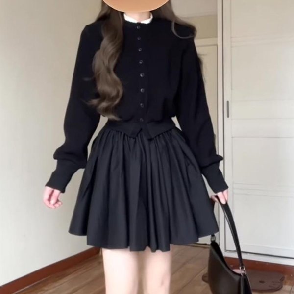 Falda De Hada Blanca Para Mujer En Verano Nueva Falda Slim De LíNea A De Cintura Alta Para Estilo PequeñO Fragancia Falda Corta De Pastel Esponjosa L Negro-image