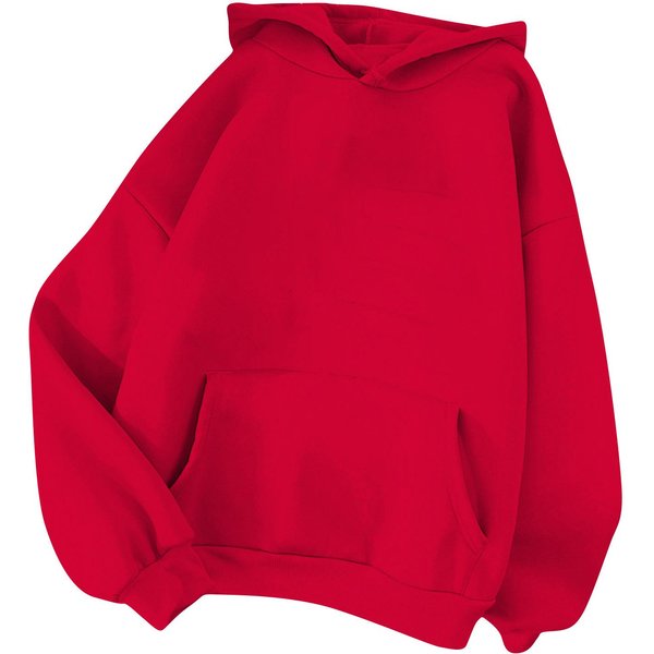 Damska Modna Sportowa Bluza Z Kapturem, LuźNa, Ocieplana, CiepłA I Swobodna One Size Czerwony-image
