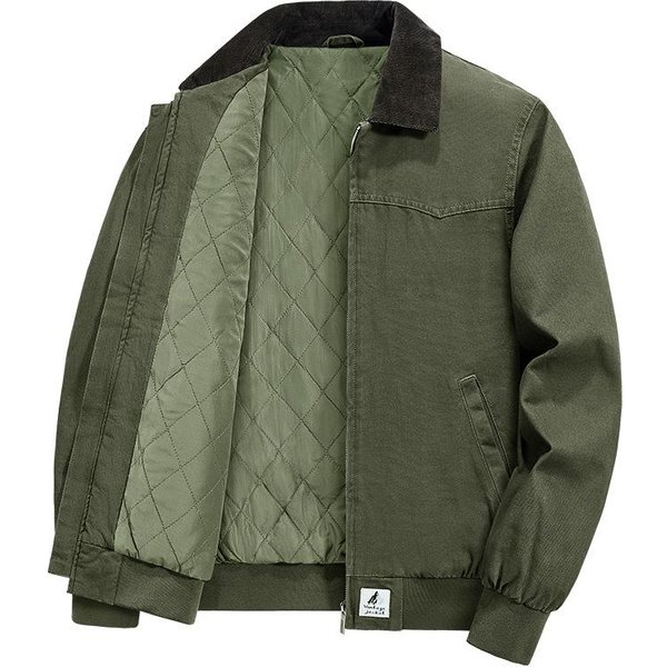 Kurtka MęSka Jesień I Zima MłOdzieżOwa AmerykańSka Retro Z Klapami Termiczna Swobodna BawełNiana Ocieplana Odzież 4XL Gray-image