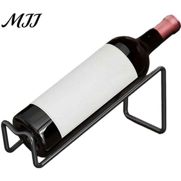 OszczęDzająCy Miejsce Organizer Na Wino WolnostojąCy Metalowy Stojak, Jednostanowiskowy Uchwyt Na Butelkę Na Blat, Stojak Do Przechowywania Na Blat Do Wystroju Kuchni I Baru, Prezent Dla Kochanej Osoby Czarny-image