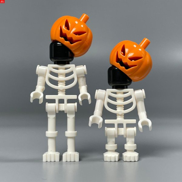 MOC CegiełKi DIY Czarno-BiałA Dynia Szkielet Czaszka Figurka Akcji Do SkłAdania Skupione Na Nauce Klocki Do Budowania Zabawki Dla Dzieci Prezenty-image