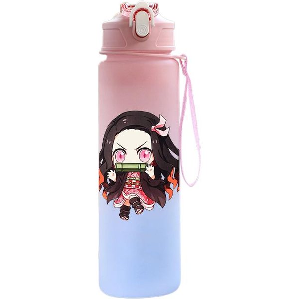 Anime Demon Slayer 750ML Butelka Na Wodę Anime Cartoon DużA Pojemność Kubek Do Picia PrzenośNy Kubek Na Wodę Do SportóW Na śWieżYm Powietrzu Prezent Dla Dzieci PomarańCzowy-image