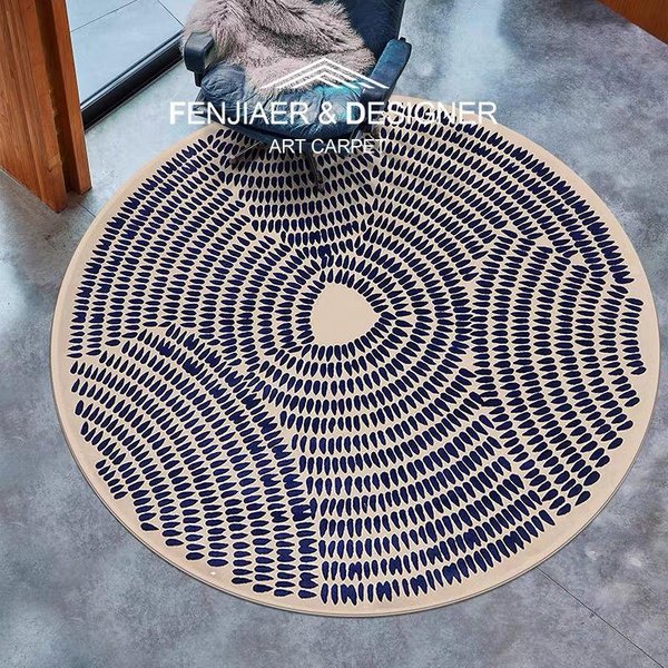 Nowoczesny Styl Seniora OkrąGłY Dywan DużY Rozmiar AntypośLizgowy Dywanik Do Salonu Jasny Luksus Dekoracja Pokoju Gier Mata Pod KrzesłO ŁAtwy W Czyszczeniu 2.6Ft(80X80Cm)-image