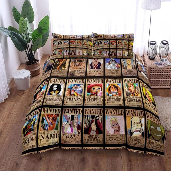 Juego De Cama De Anime O-Ones Pieces Funda NóRdica Japonesa Luffys Funda De Almohada Para NiñOs Regalo Para NiñOs TamañO Individual Queen King 100X135Cm-2Pcs-image