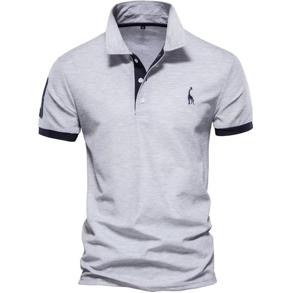 Letnia Koszulka Z KróTkim RęKawem MęSka Koszulka Polo Biznesowa Koszulka Polo Na Co Dzień MęSka SzczupłA Moda MęSka Koszulka Polo BawełNa Wysokiej JakośCi Koszulka Prosta Na ZewnąTrz M Szary-image