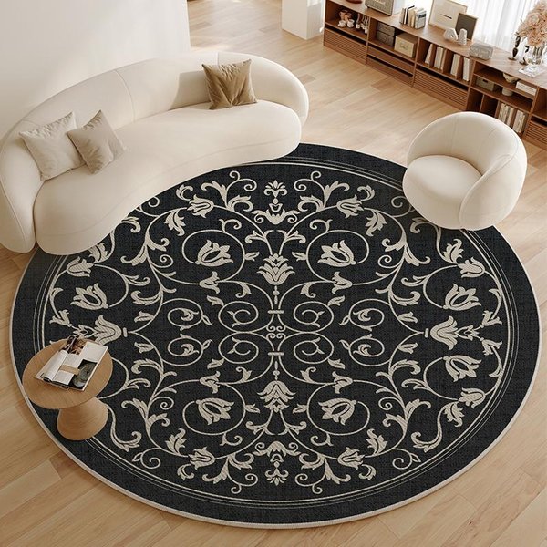 DecoracióN De Sala De Estar Minimalista Alfombra Redonda Gran ÁRea Alfombra Antideslizante Para Sala De Estar Alfombras Estilo FrancéS Para Dormitorio Esterilla Gruesa Lavable 80X80Cm-image