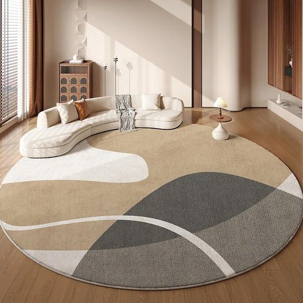 BeżOwy OkrąGłY Dywan Do Salonu I Sypialni – MięKki Puszysty Dywanik PodłOgowy, JapońSki Styl Dywanik Pod ŁóżKo, Przytulna Dekoracja Domu Diameter 120Cm(47In)-image