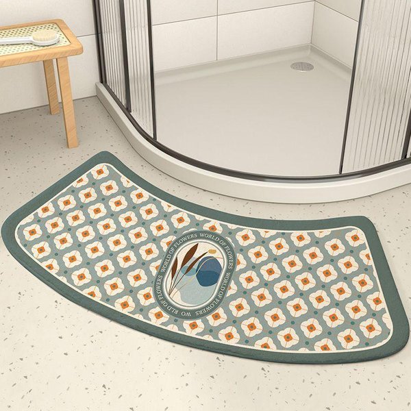 Alfombra Curva Para Pies BañO Absorbente Antideslizante Alfombra Ducha BañO Puerta Alfombra Puerta BañO 40X80Cm-image
