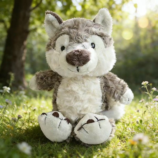 Najnowsza Szara Lalka MałY Wilk Kawaii Pluszowa Zabawka RęCznie Robiona Lalka KreskóWka Anime Urocza Poduszka Lalka Na Urodziny Dziecka 17Cm-image
