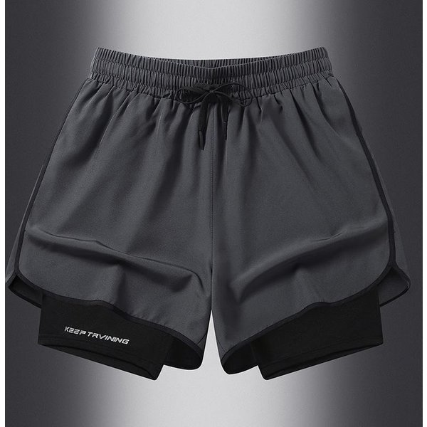 Pantalones Cortos Deportivos, Pantalones Cortos Deportivos De Doble Capa Antideslumbrantes De Verano Para Hombres Y Mujeres, Pantalones Deportivos Para Correr Al Aire Libre L-image