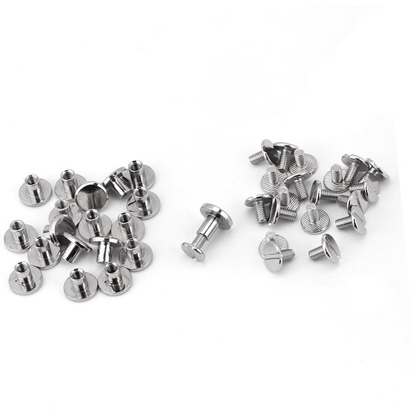 Juego De 20 Piezas Clavos Remaches Tornillos De LatóN Roscados De Cabeza Plana Duraderos Suministros De ReparacióN Para ArtesaníA En Cuero 8Mm-image