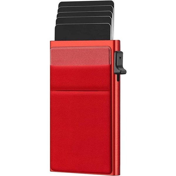 Portfel Rfid Smart Card Holder Metalowy Cienki SmukłY Portfel MęSki Damskie Portfel Pop Up Minimalistyczny Portfel MałY Czarny Portfel Vallet Portfele Dla MężCzyzn Czarny-image