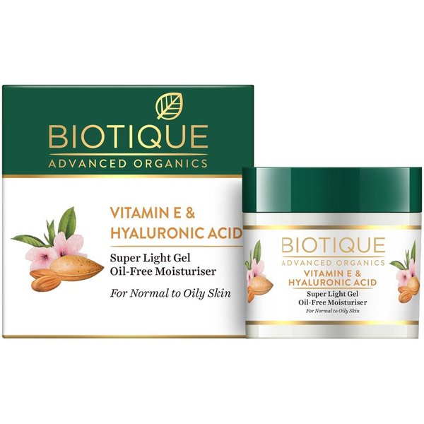 Biotique Krem NawilżAjąCy Z Witaminą E I Kwasem Hialuronowym 50G BeztłUszczowy Krem-ŻEl Do Twarzy I Szyi RozśWietlona SkóRa-image