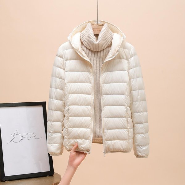 Odzież Damska Ultralekka Kurtka Puchowa Damska Zimowa CiepłA Kurtka Lekkie CiepłE Kurtki Damska Parka Z Kapturem Xxxl Beige-image