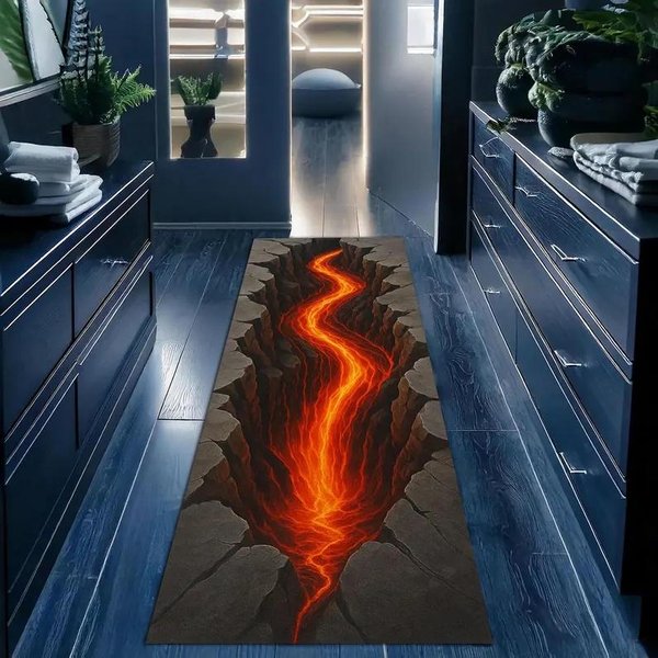 Dywanik Runner KryształOwy Kamień Wizualny Dywan Z Dziurą 3D Korytarz Domowy Dekoracja Domu WejśCie Do Ganku Pokryte Dywanem 50X150Cm(20X59In)-image