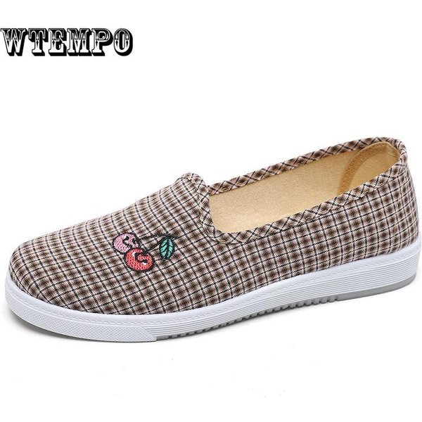 Zapatos Casuales Planos Para Mujer PatróN Cuadros Transpirables Zapatillas Deportivas Mujer Transpirables Ligeros Slip-On Mocasines Zapatos Mujer Zapatillas Mujer 41 Café-image