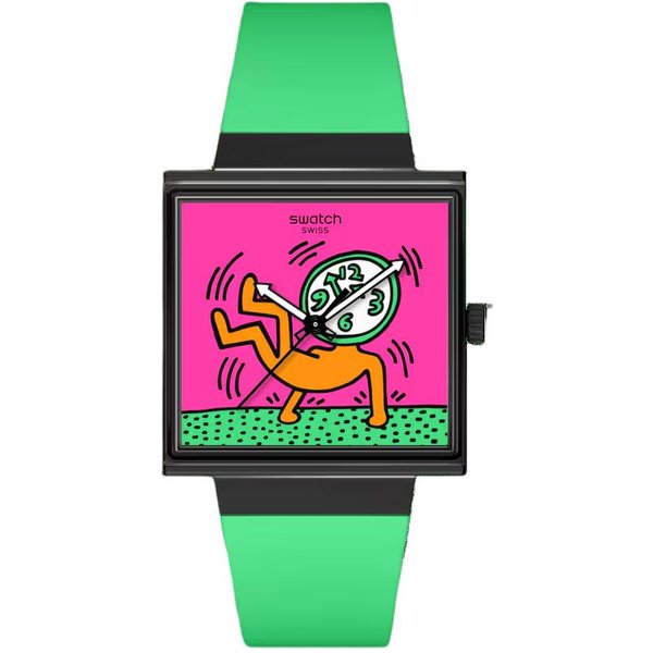 Reloj Swatch Originals Series Movimiento De Cuarzo Resistente Al Agua 20M Relojes Unisex Rosa SO34Z102 Pink Watch Dial Black-image