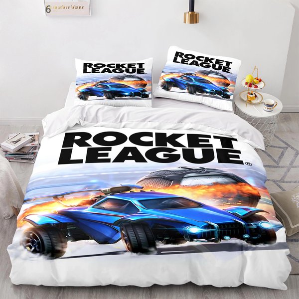 PośCiel Rocket League WzóR Samochodu Rozmiar Pojedynczy Twin PełNy Queen King Sypialnia ChłOpca Poszewka Na KołDrę PrześCieradłO EU Single(135X200Cm) Black-image