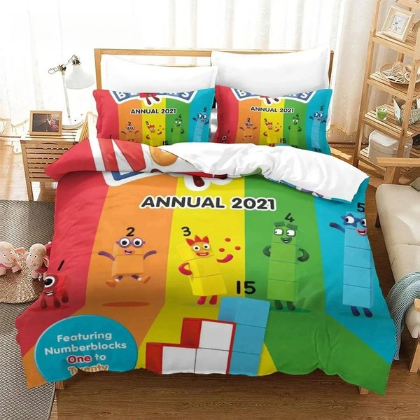 Zestaw PośCieli Z Blokami Liczbowymi Z KreskóWek Poszewka Na KołDrę Zestaw PośCieli Poszewka Na Poduszkę KołDra King Queen Size ChłOpcy DorośLi 70X133Cm-image