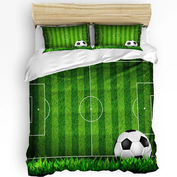 Juego De Ropa De Cama De Lujo De 3 Piezas Con Estampado De Partido De FúTbol, Funda NóRdica Confort, Funda De Almohada, Textil Para El Hogar, Funda De EdredóN, NiñO, Adolescente, NiñA EU Single(135X200Cm)-image