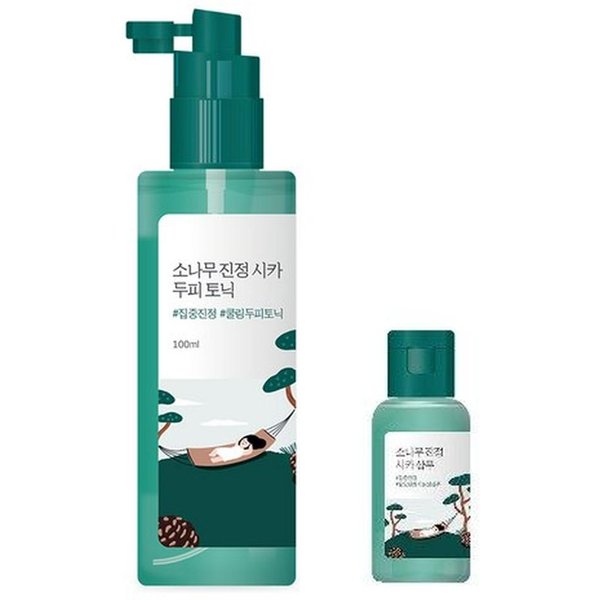 Round LAB TóNico Calmante De Pino Cica Para El Cuero Cabelludo Set Especial 100Ml + Champú 50Ml – Cuidado Calmante Del Cuero Cabelludo, Tratamiento Calmante De Cica, Coreano 100+Shapoo50Ml Blue-image
