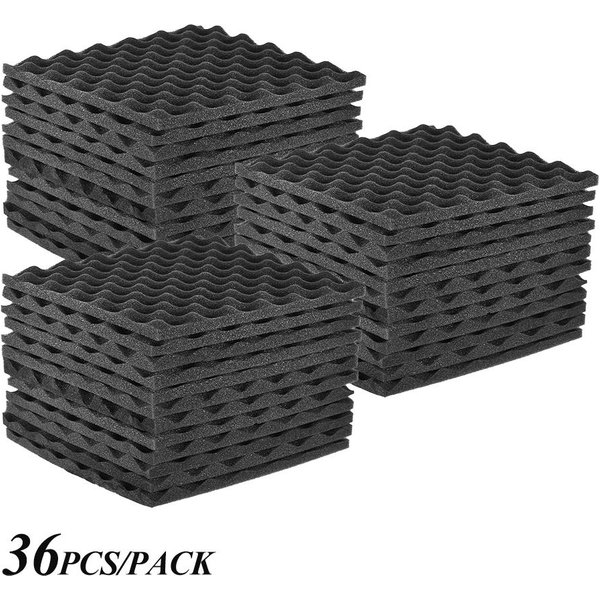 Panele Z Pianki Akustycznej Studio Pianka DźWięKochłOnna 30 * 30 Cm / 12 * 12 Cali, Opakowanie 36 Szt., Ciemnoszary Pack Of 36Pcs-image