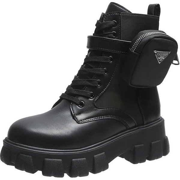 Damskie Buty Botki Damskie Plus Size Nowoczesne Buty Kobiety Sznurowane OkrąGłY Nosek Kwadratowy Obcas Klamra Paska Damskie Buty 38 Czarny-image