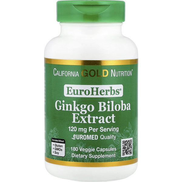 Euroherbs®, Ekstrakt Z Ginkgo Biloba, Jakość Euromed, 120 Mg, 180 KapsułEk WegetariańSkich-image