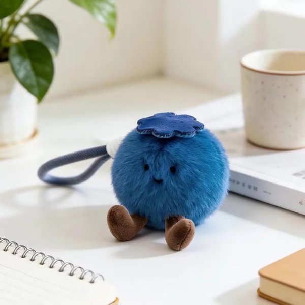 Puszysty BłęKitny Pluszowy Breloczek MięKka Wypchana Lalka Zabawka Zawieszka Do Torebki Zawieszki Do Telefonu Oznacza 'Blokuj ZłE SzczęśCie', Dekoracja Domu Ornament Prezent-image