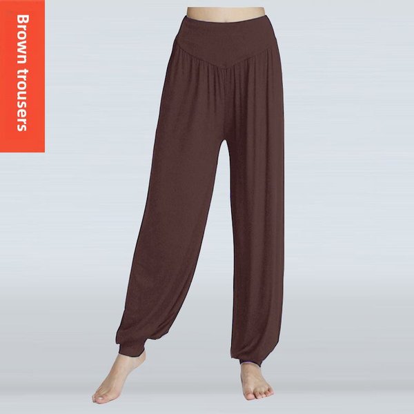 Pantalones Deportivos De Ejercicio De Modal Para Yoga Y Danza, Pantalones Bombachos Holgados De Talla Grande XL Café-image