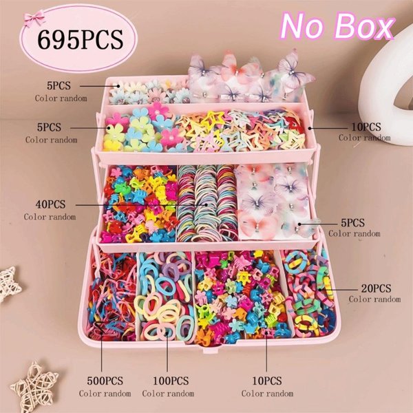 Lekki Zestaw Spinek Do WłOsóW Zestaw Opasek Do WłOsóW Gumki Do WłOsóW Nowe Spinki Kokardki Stylizacja WłOsóW Dla Dzieci 695Pcs-image