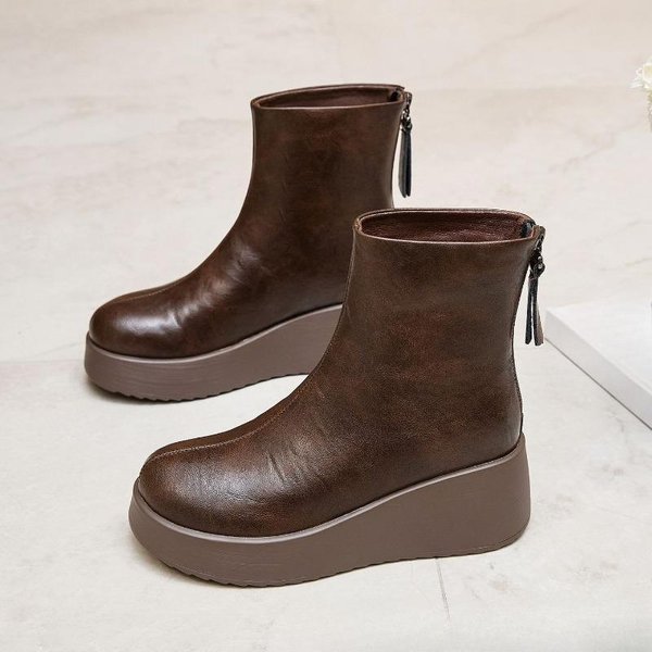 Zapatos Antideslizantes, Botas VersáTiles Y A La Moda, Botines De Tobillo De Punta Redonda Con Suela Gruesa Que Aumentan La Altura 37 Black-image
