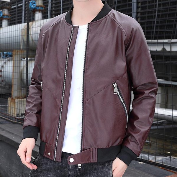 Nueva Chaqueta De Cuero Para Hombre, VersióN Coreana, Chaqueta Informal De Motociclista De PU Para Primavera Para Hombre 5XL Gray-image