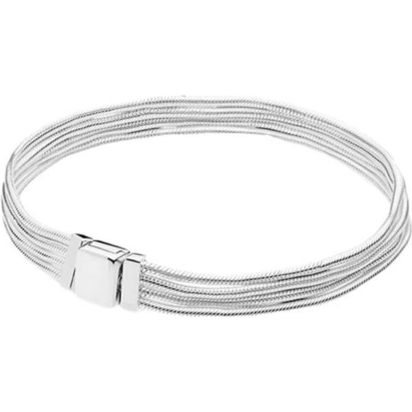 Pulsera Pandora Original De Lujo Plata De Ley 100 % 925 Para Mujer Cadena De Serpiente Brazalete Charm AutéNtico Alta Calidad JoyeríA DIY 18Cm-image