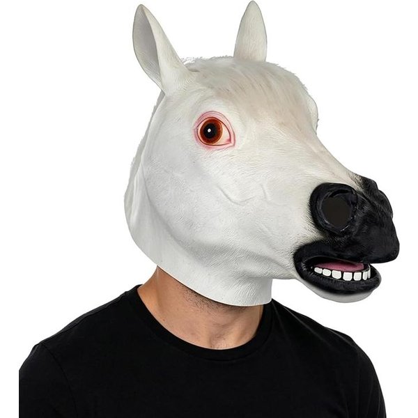 BiałA Lateksowa Maska Z GłOwą Konia One Size Fits All Adults BiałY-image