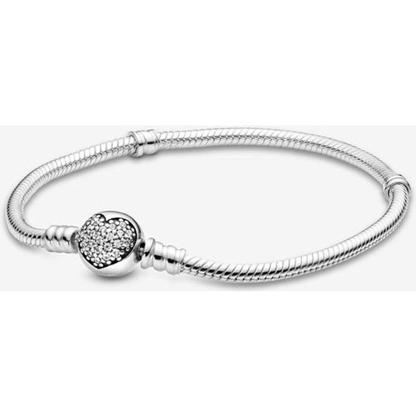 Plata Oryginalna 925 Sterling Silver Love Heart Przesuwna Bransoletka Pulsera Wielu Wąż ŁAńCuch MusująCe Dysk Mysz Serce ZapięCie Bransoletka 19Cm White-image