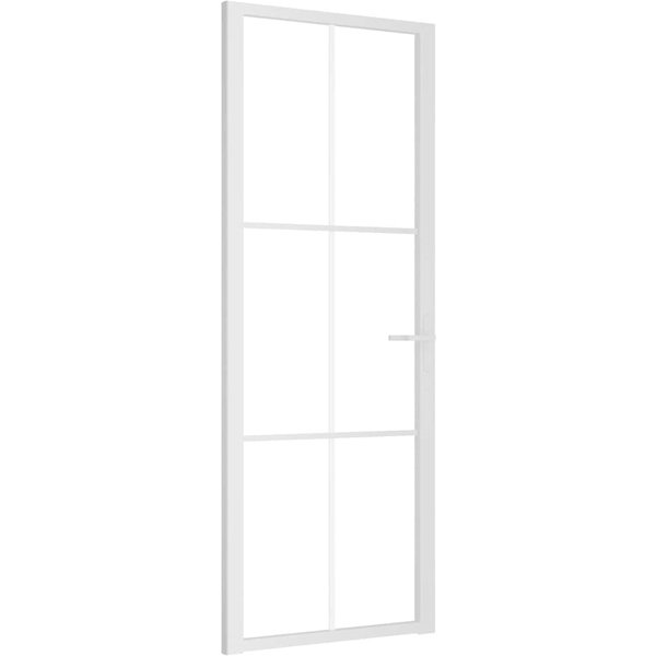 Puerta Interior 76 X 201,5 Cm Vidrio Templado Blanco Y Aluminio-image