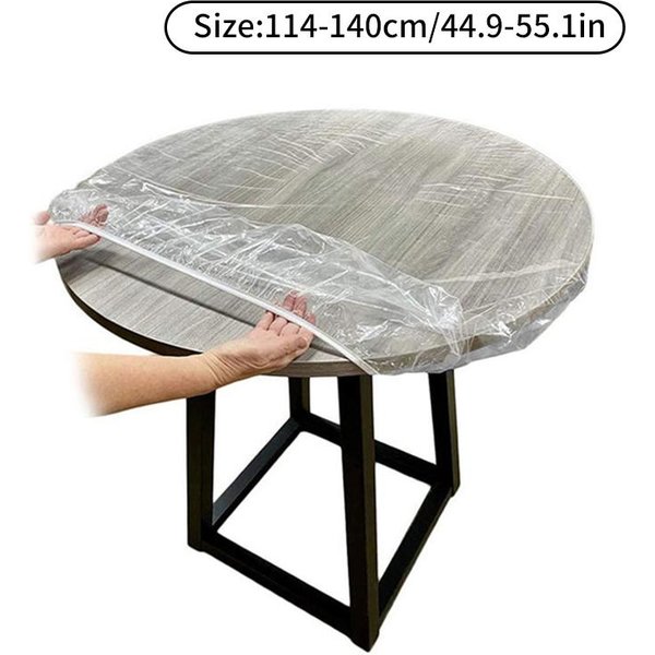Mantel De Vinilo Transparente Con Borde EláStico Impermeable Para Mesa 114-140Cm-image
