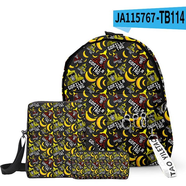 CláSico Popular Divertido Gorila Etiqueta ImpresióN 3D 3Uds/Set Alumno Mochilas Escolares Mochila De DíA Para PortáTil Mochila Bolso De Hombro Inclinado Estuche-image