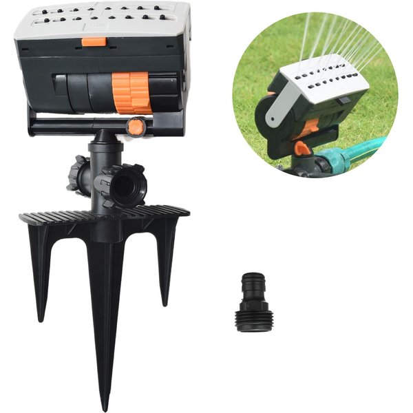 Aspersor De CéSped Para JardíN, Aspersor Oscilante AutomáTico De 16 Agujeros, 4 Modos De PulverizacióN, Agua Ajustable Negro-image