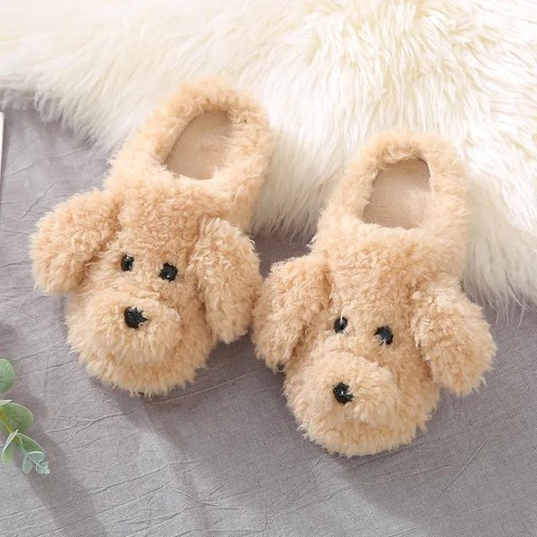 Damskie Kapcie Zimowe Damskie Buty Teddy Dog CiepłE Domowe Kapcie Pluszowe Pantofle Domowe Dla Par 36-37 Khaki-image