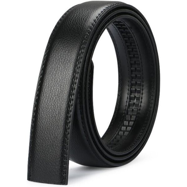 Cinturones AutomáTicos Para Hombre Sin Hebilla Cuerpo De CinturóN De 3.5Cm Sin Hebilla Correa De Cuero PU Masculina De Alta Calidad CinturóN Para Jeans Ancho 160Cm Black-image