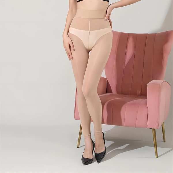 1 Pieza Medias Transparentes Talla Grande Para Mujer Color SóLido Medias Talla Grande Cintura Alta EláSticas Sexy Medias De Aceite De Caballo Leggings Pantalones M-image