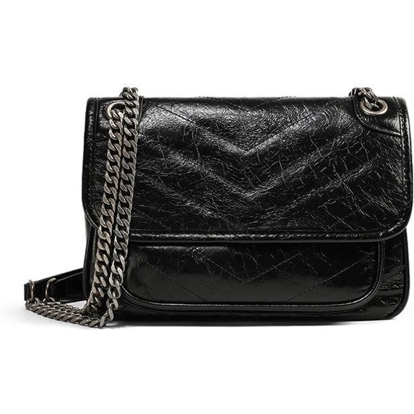 Bolso Bandolera De Primavera/Verano Bolso Sobaco Bolso Vagabundo Bolso Mensajero De Cadena De Cuero Para Mujer Bolso De Hombro Para Mujer Black-image