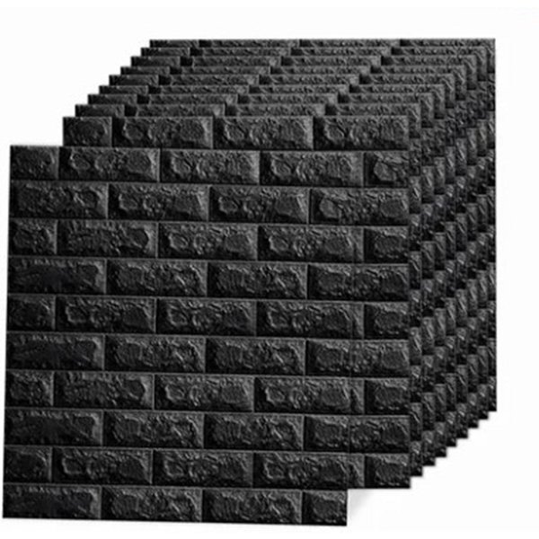 10 Szt. Czarna Tapeta 3D Naklejka śCienna Wodoodporna Samoprzylepna Naklejka śCienna 35X38Cm-image