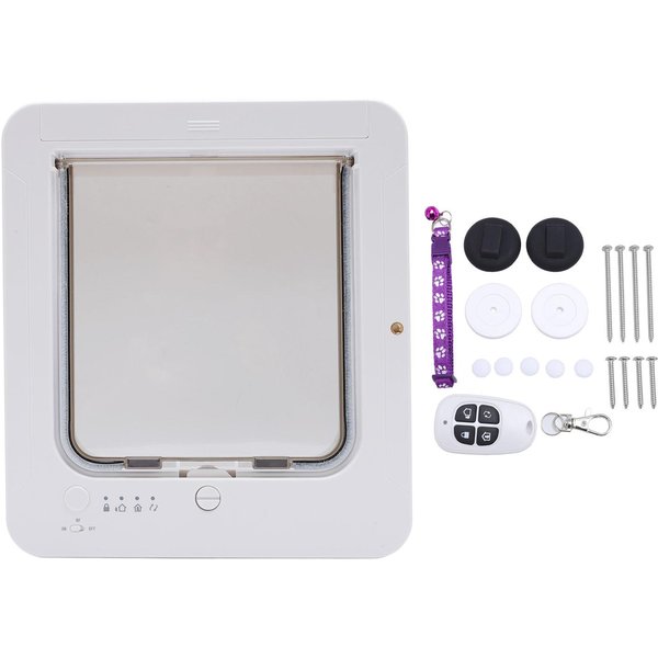Puerta Para Gatos Con Microchip, Desbloqueo AutomáTico, Resistente A La Intemperie, BateríA De 210 Mah, Entrada Y Salida Controlables. Blanco-image