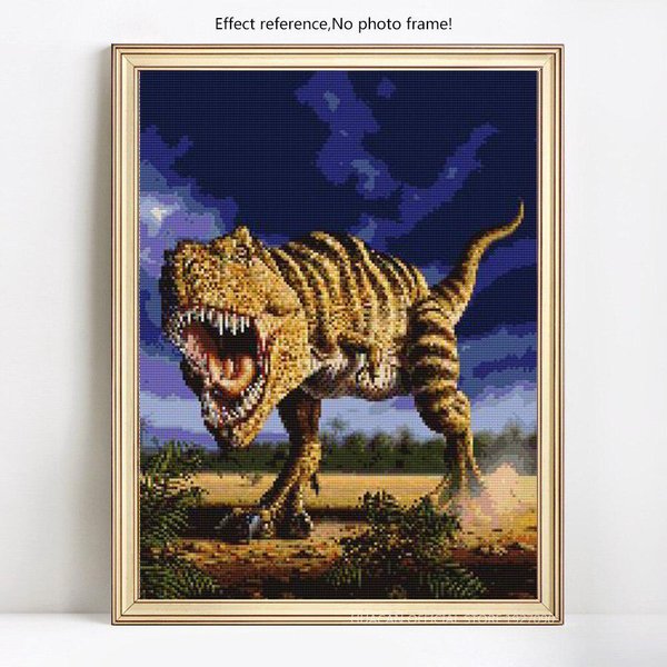 Malowanie Diamentowe Tyrannosaurus Rex Rhinestone Mozaika Diament Haft KrzyżYkowy 20X30CM Blue-image