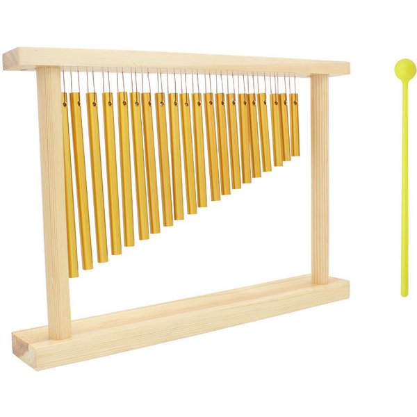 Campanas De Barra De Mesa De 20 Tonos, Instrumento De PercusióN Musical De Una Sola Fila Con Palo De Soporte De Madera, 20 Barras Oro-image