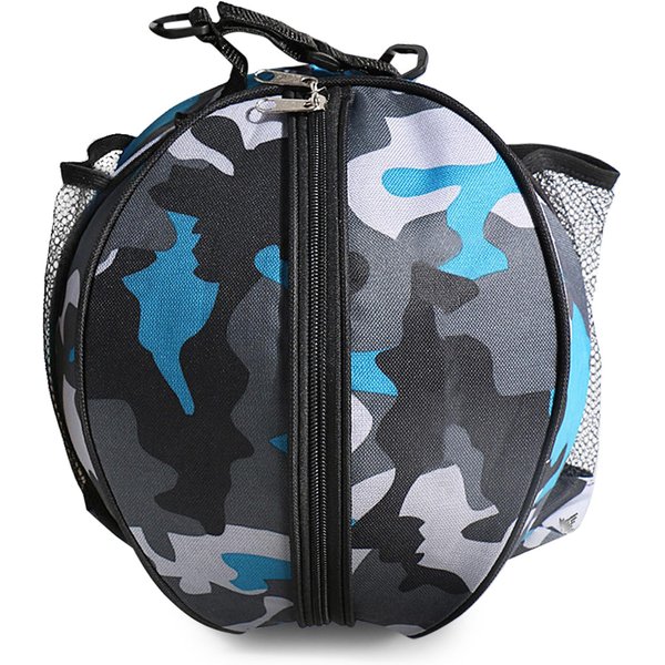 Bolsa Redonda Para BalóN Deportivo Bolsa De Hombro Para Baloncesto BalóN De FúTbol BalóN De Voleibol Bolsa De Transporte Bolsa De Viaje Para Hombres Y Mujeres Blue Camouflage-image